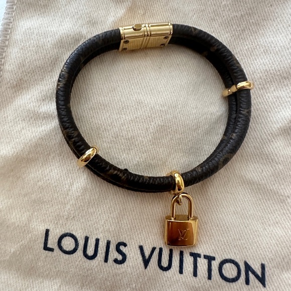 Louis Vuitton Brown and Gold Leather double Bracelet - Picture 1 of 6